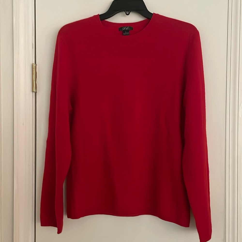 Red Prive Cashmere Large Scoop Sweater